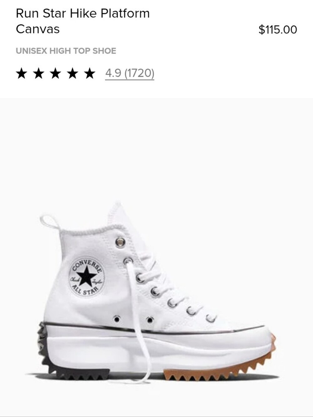 Run Star Hike Platform Canvas Converse White Run Star Hike Platform High Top 9.5